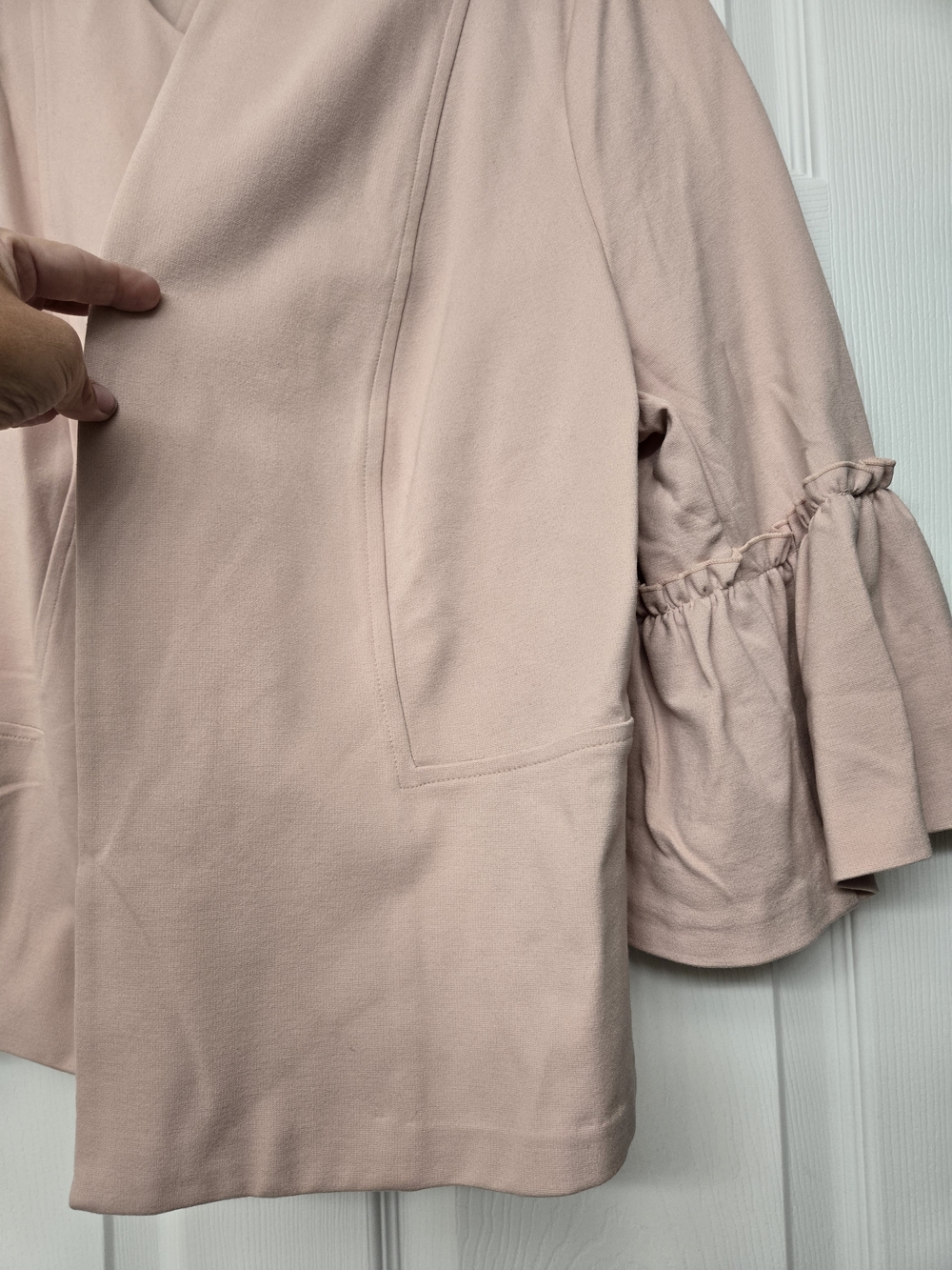 Worthington Light Blush Ruffle-Sleeve Open Front Jacket - Picture 4 of 4